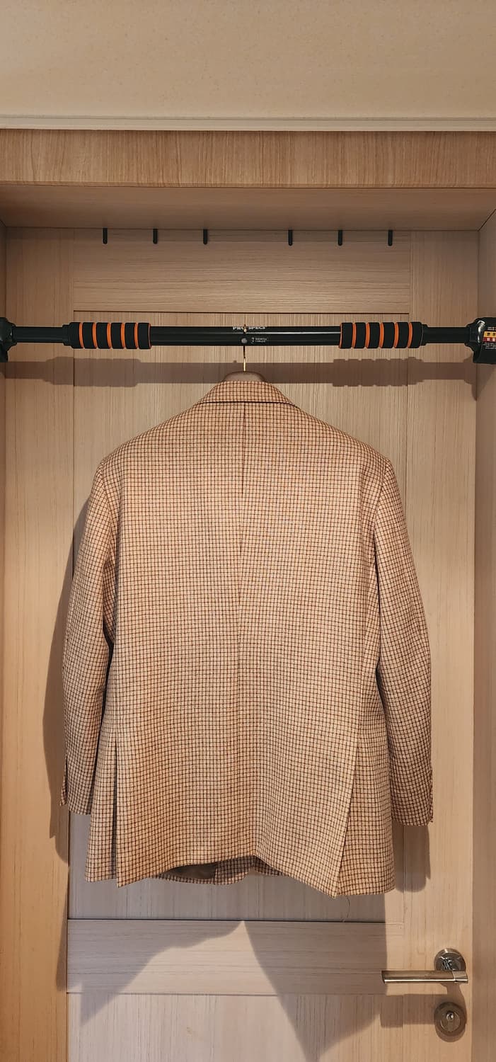 베이지 체크 모직 자켓 L 상품이미지2