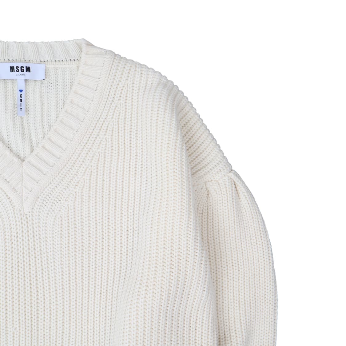 MSGM 밀라노 퍼프 화이트 브이넥 니트 상품이미지3