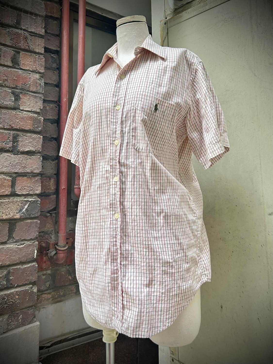 2000s 폴로 너드깔 체크 반팔 오버핏 셔츠 상품이미지4