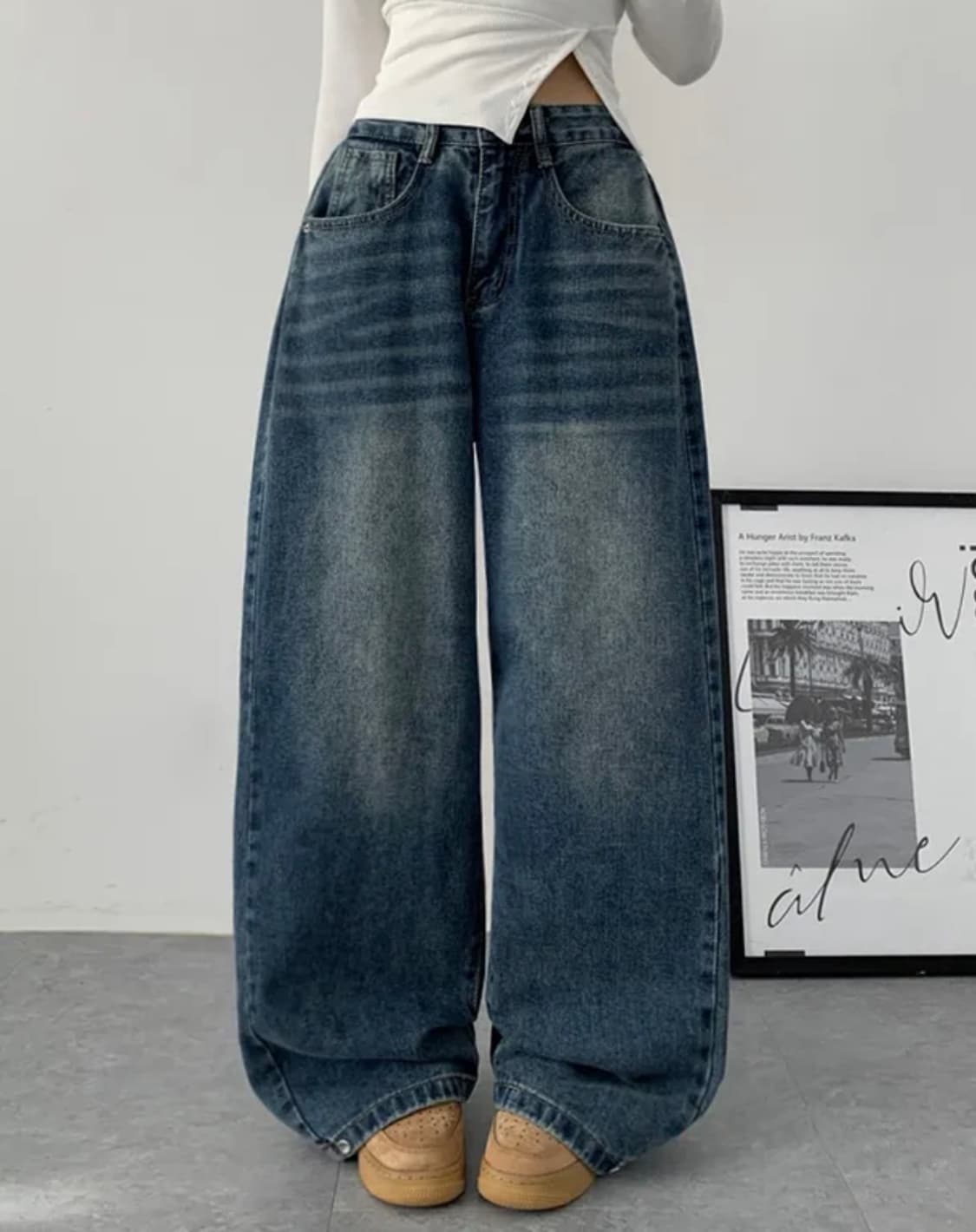 에이블리 와이드 청바지 진청 상품이미지1