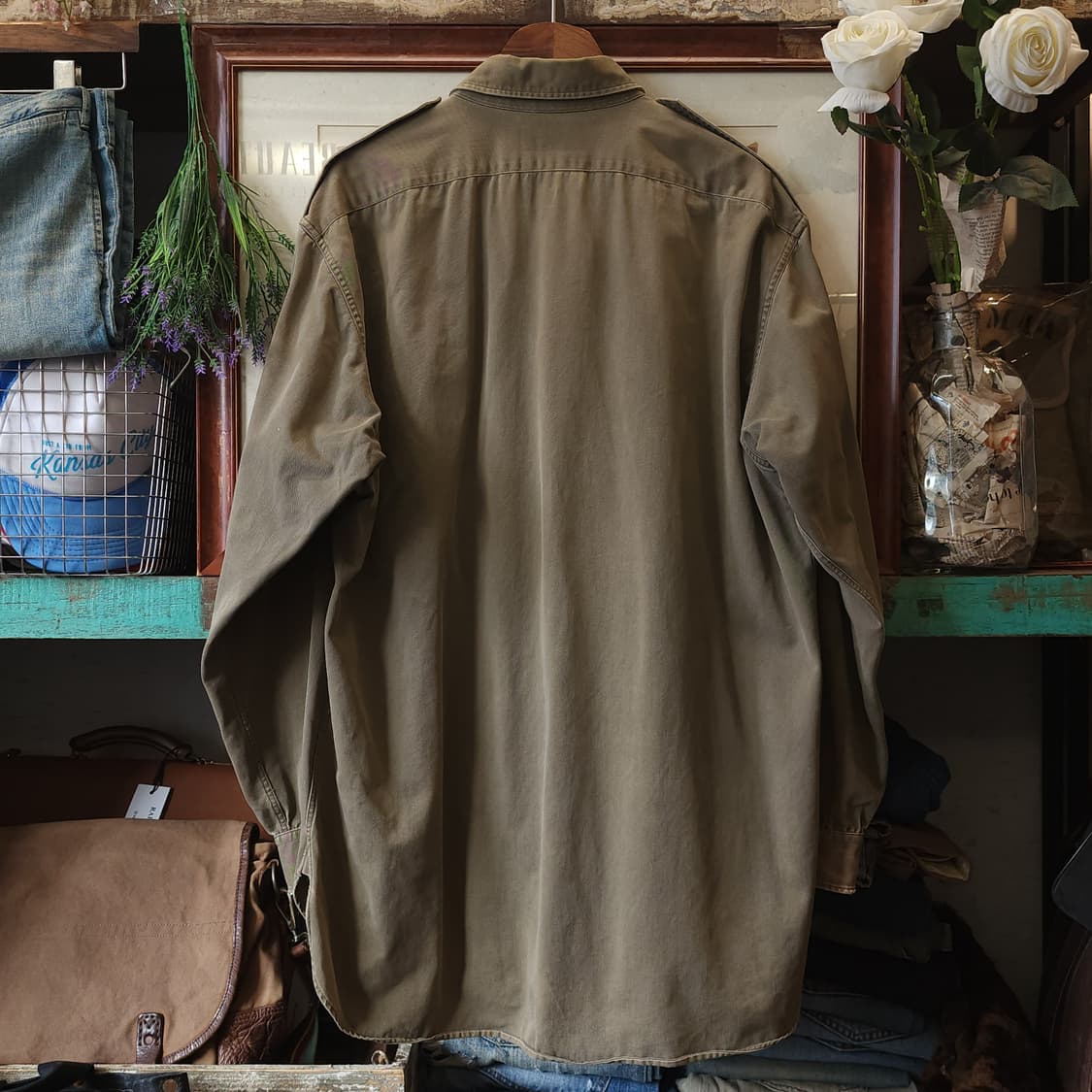 90s 더블알엘 밀리터리 셔츠 헤비코튼 워크셔츠 폴로 L 상품이미지3