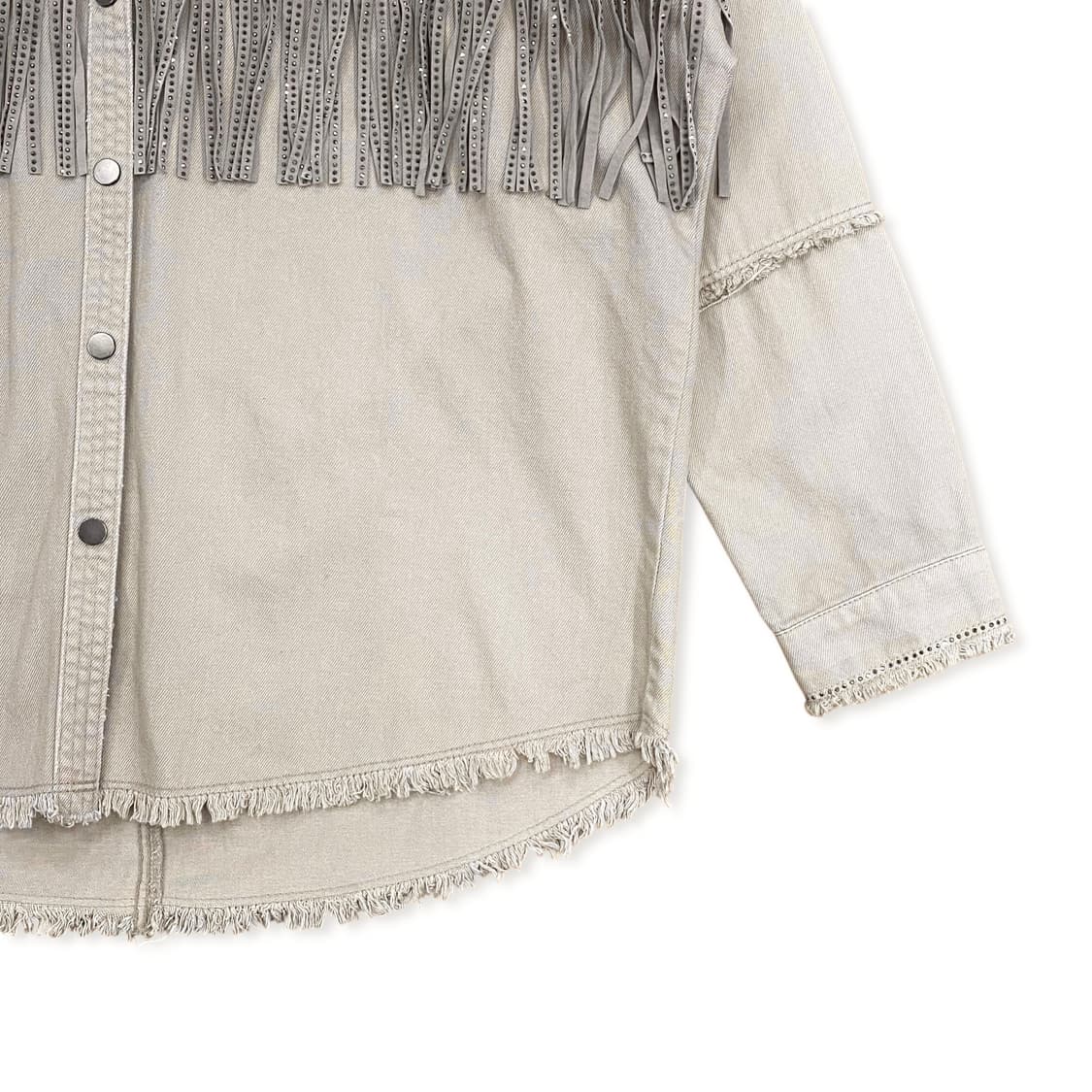 Beige glitter fringe western shirt 상품이미지7