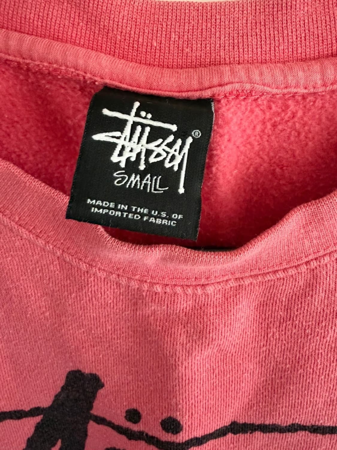 스투시 월드투어 맨투맨 핑크 S 상품이미지3