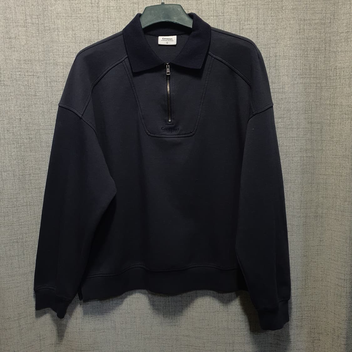 커버낫 반집업 오버핏 네이비 카라 맨투맨  상품이미지1