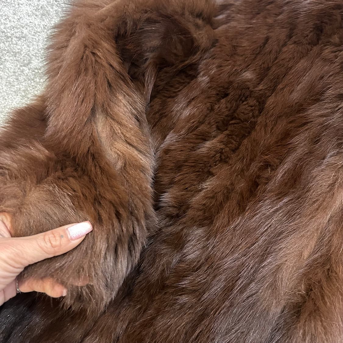 브라운 컬러믹스 사가폭스 퍼자켓L 상품이미지5