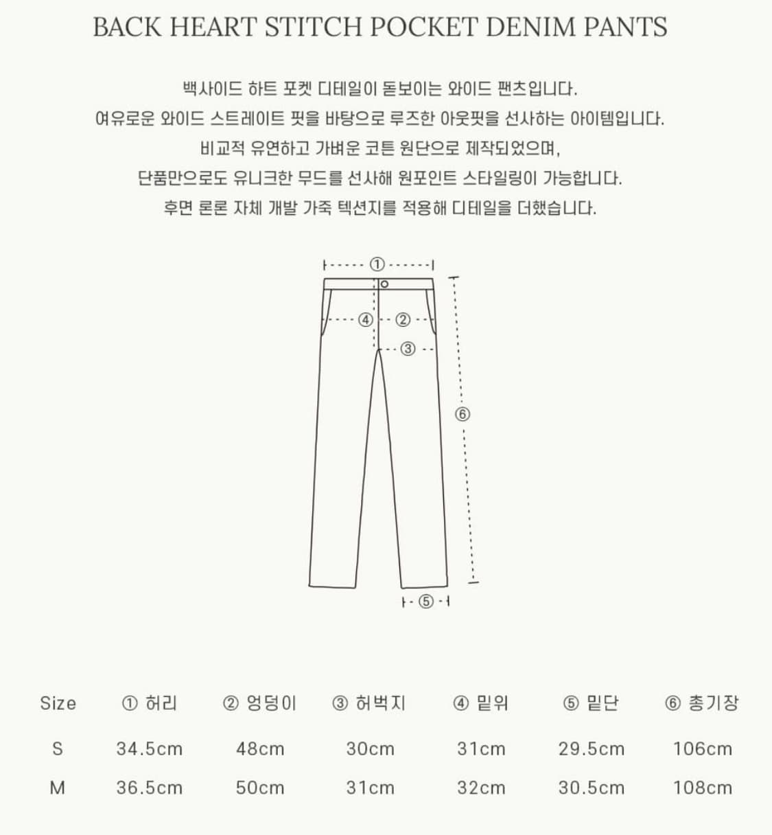 론론 BACK HEART STITCH POCKET DENIM PANTS 상품이미지2