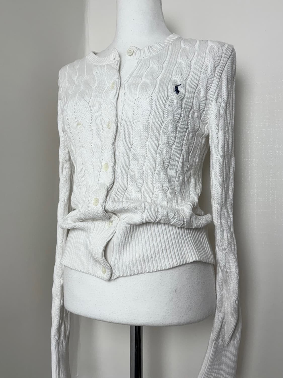 폴로 케이블 가디건 화이트 (신형) 상품이미지3