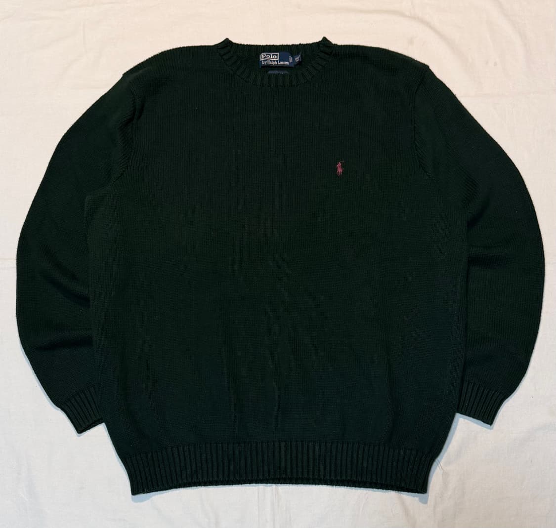 빅사이즈) 폴로 랄프로렌 코튼 라운드넥 니트 딥그린 상품이미지1