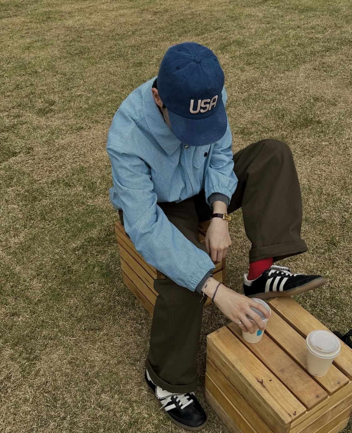 STU 스트라이프 밴딩 자켓 블루 상품이미지2