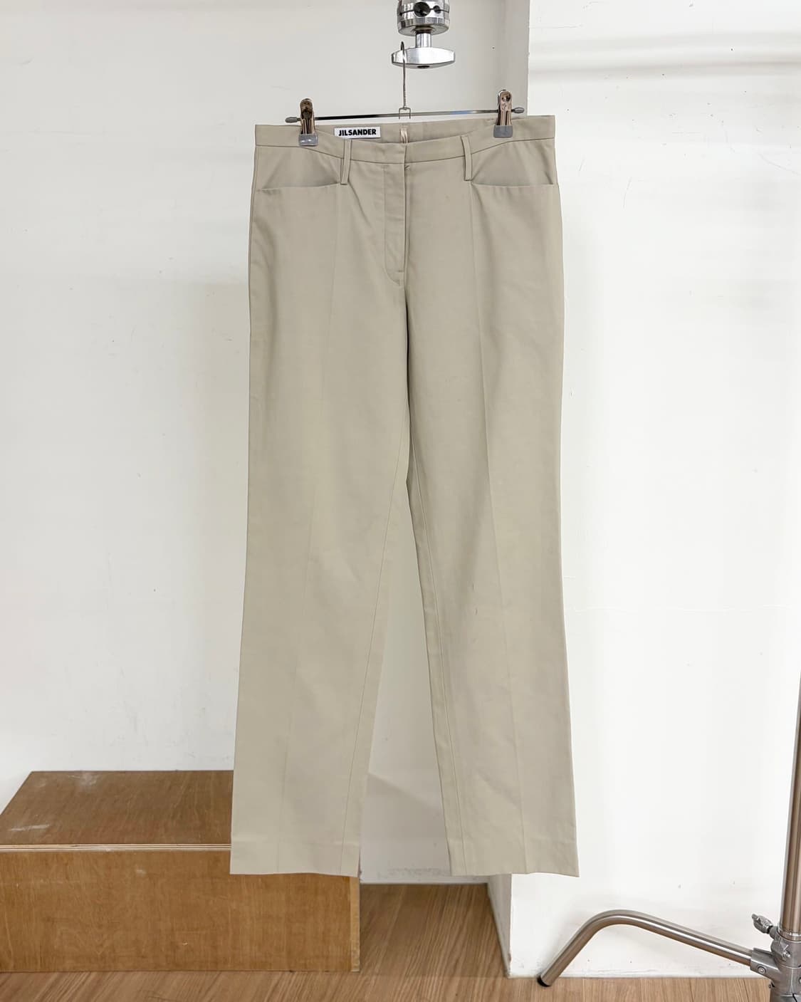 질샌더 베이지 스트레이트 트라우저 코튼 팬츠  상품이미지1