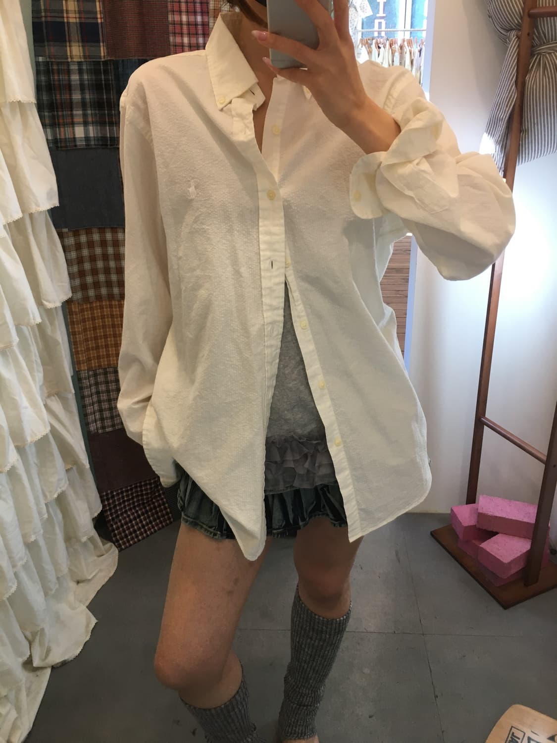 폴로 크림 시어서커 셔츠 상품이미지3