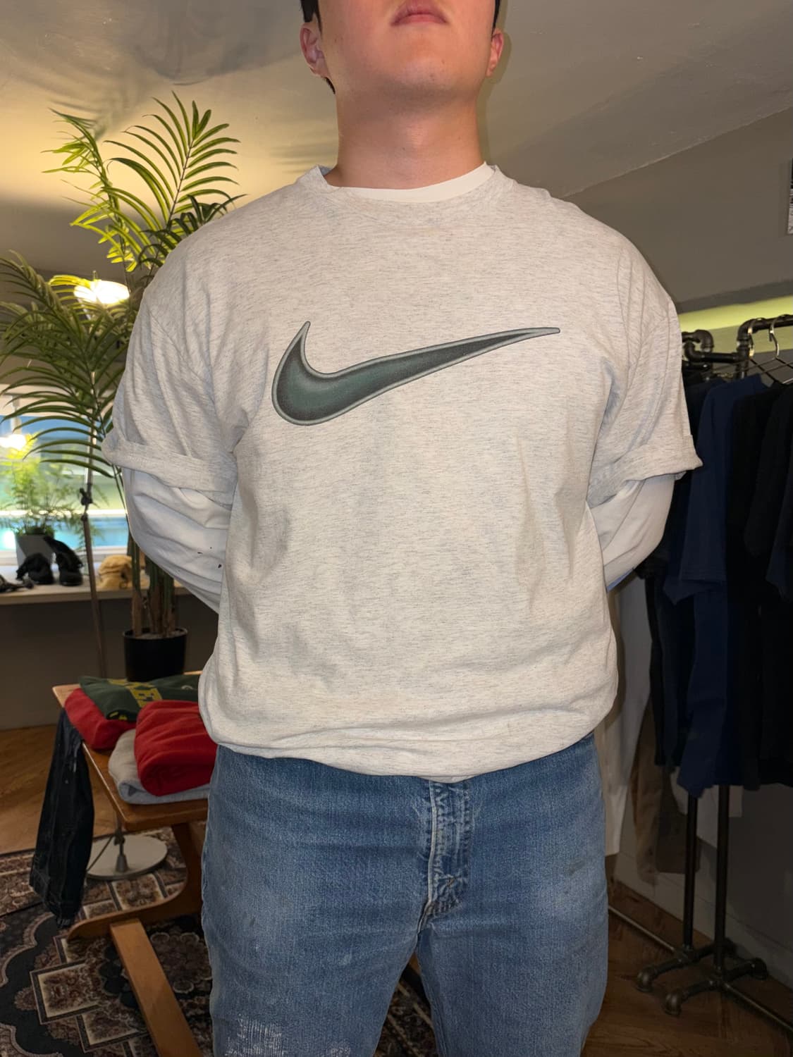 90’s Nike big swoosh logo print T-shirt  상품이미지2