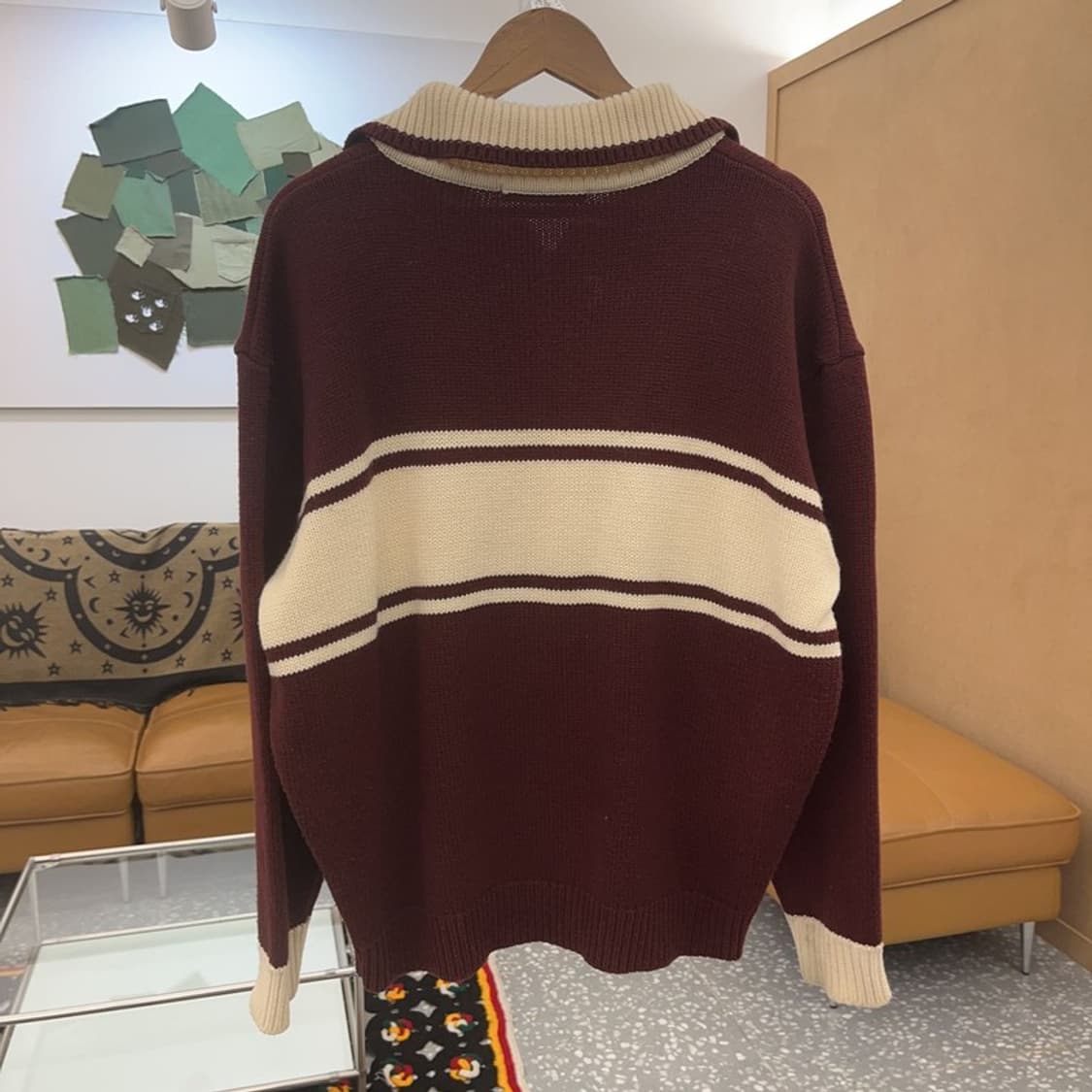 수아레 빈티지 레트로 배색 반집업 울 혼방 니트 M C07279 상품이미지4