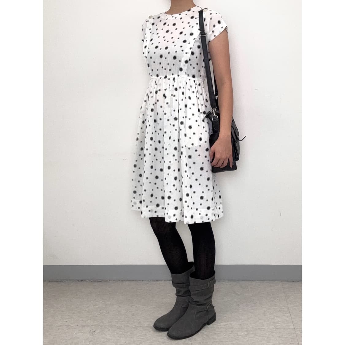 빈티지 도트 반소매 원피스 상품이미지3