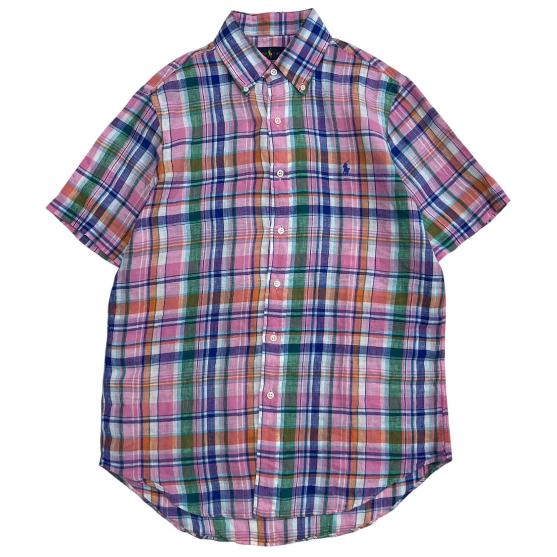 폴로 랄프로렌 블루포니 타탄체크 린넨 반팔 셔츠 M 상품이미지2