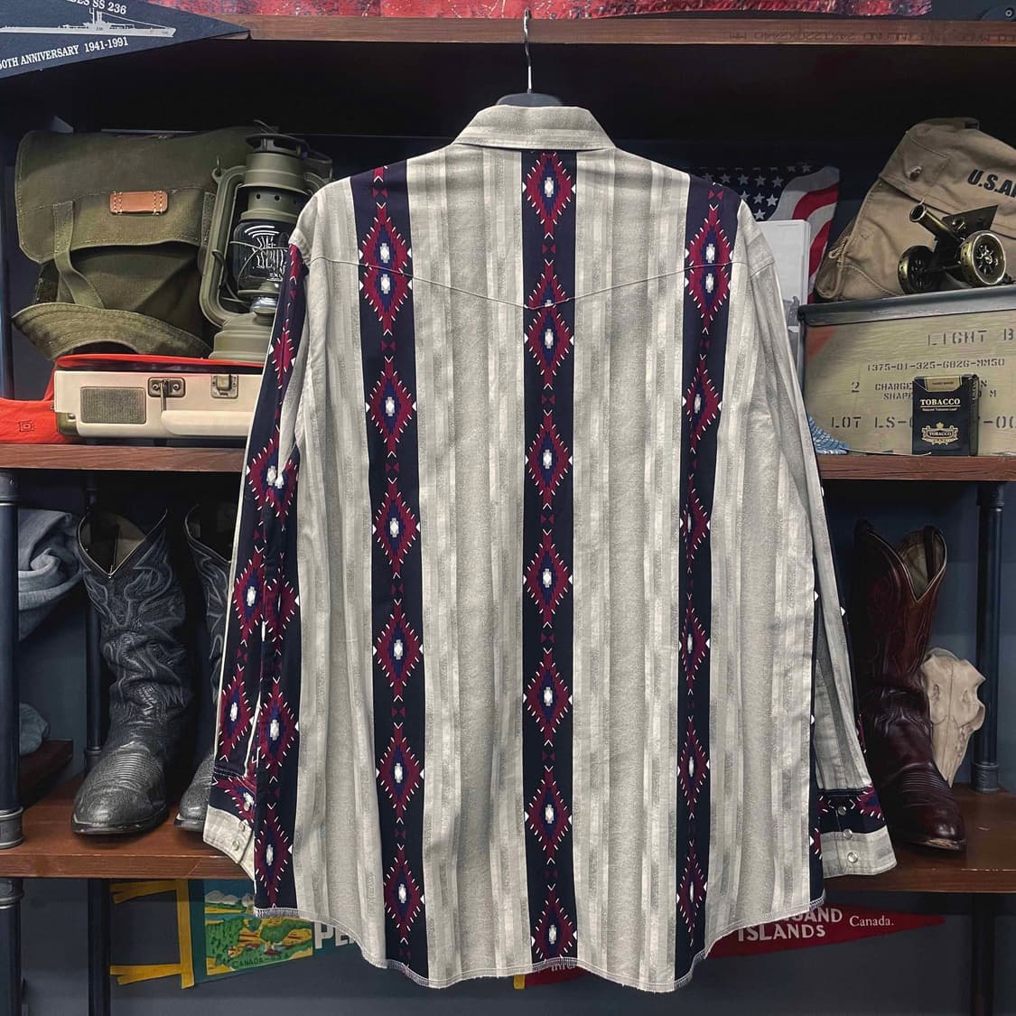 90s 랭글러 펄 스냅 아즈텍 패턴 웨스턴 카우보이 셔츠 N505 상품이미지2