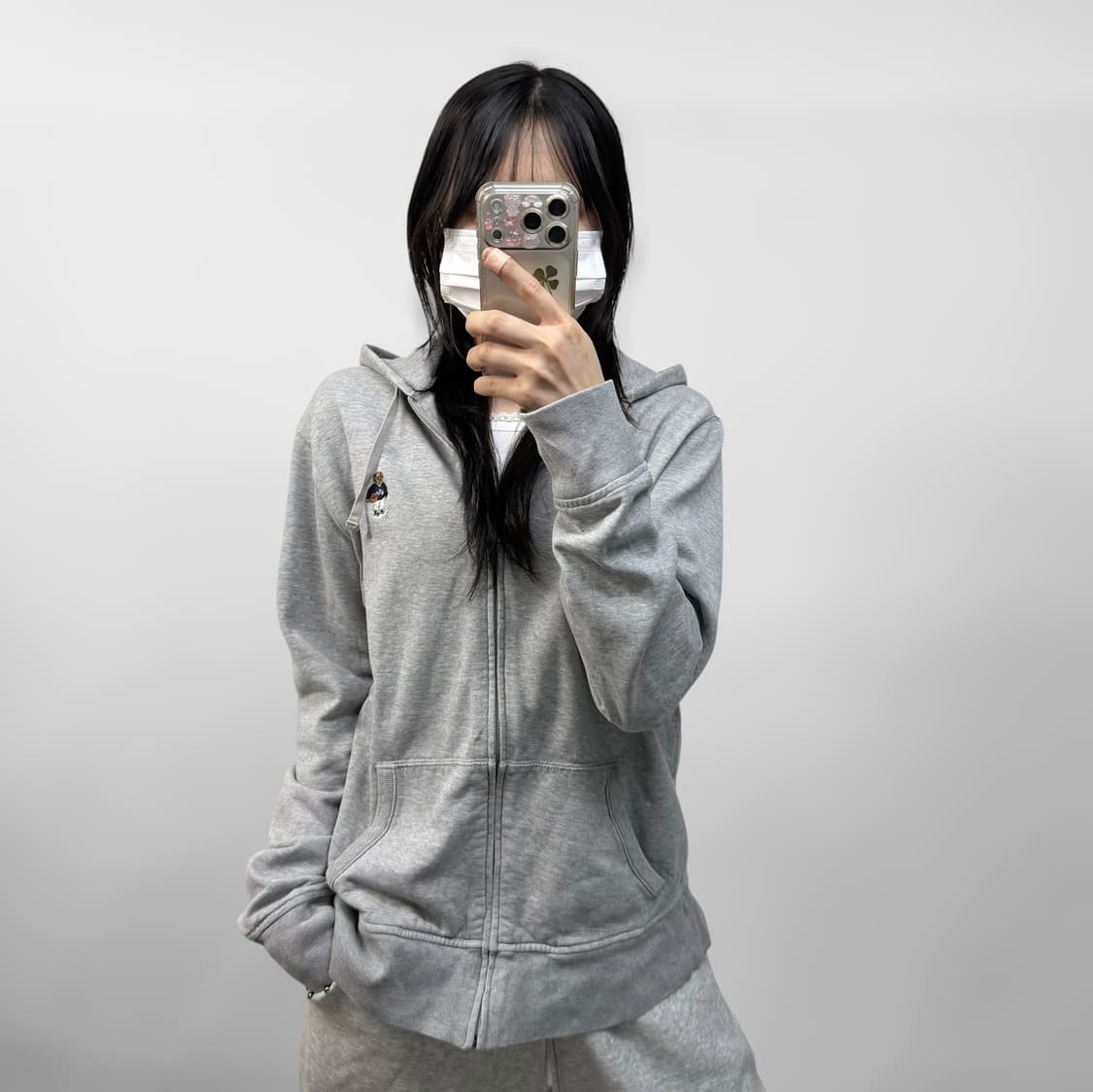 폴로 랄프로렌 베어 자수 후드집업 그레이 상품이미지1