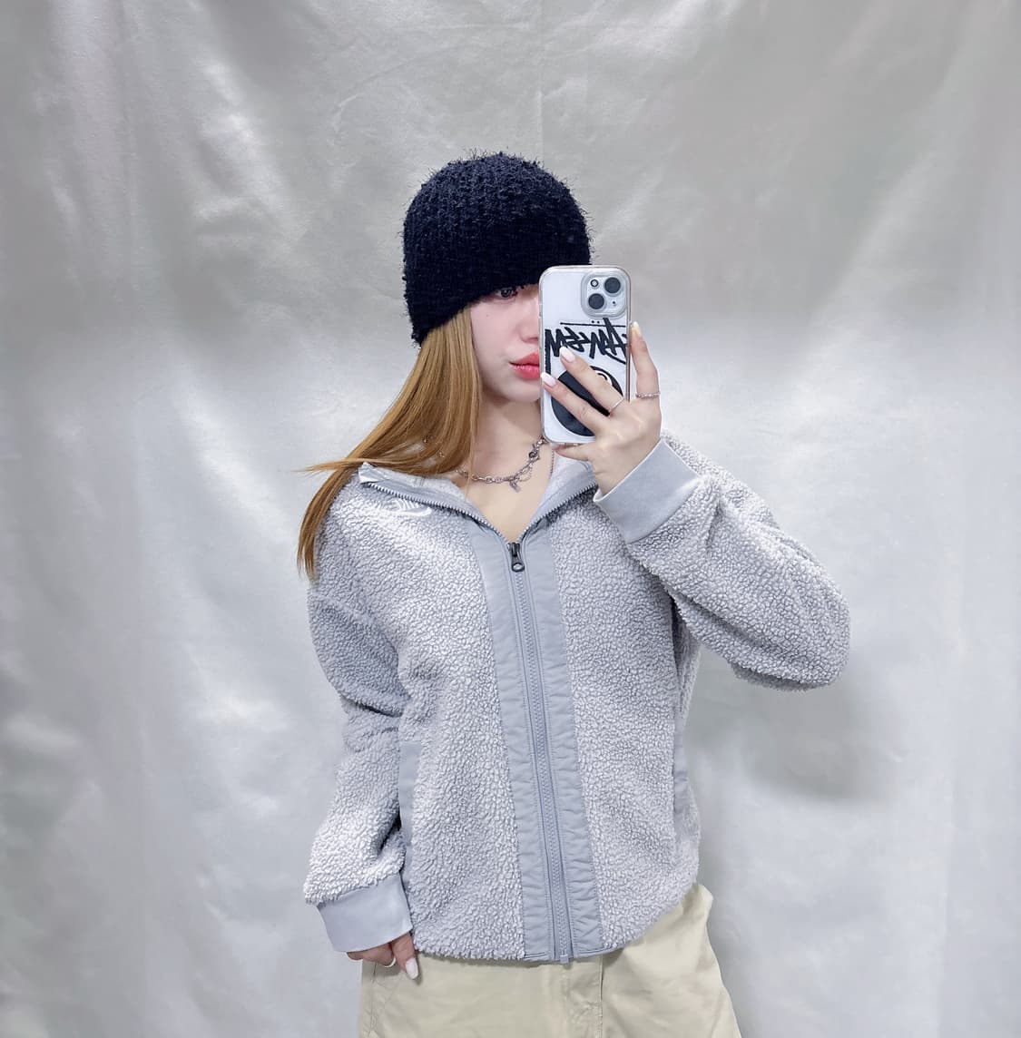 나이키 그레이 스우시 플리스 집업  상품이미지2