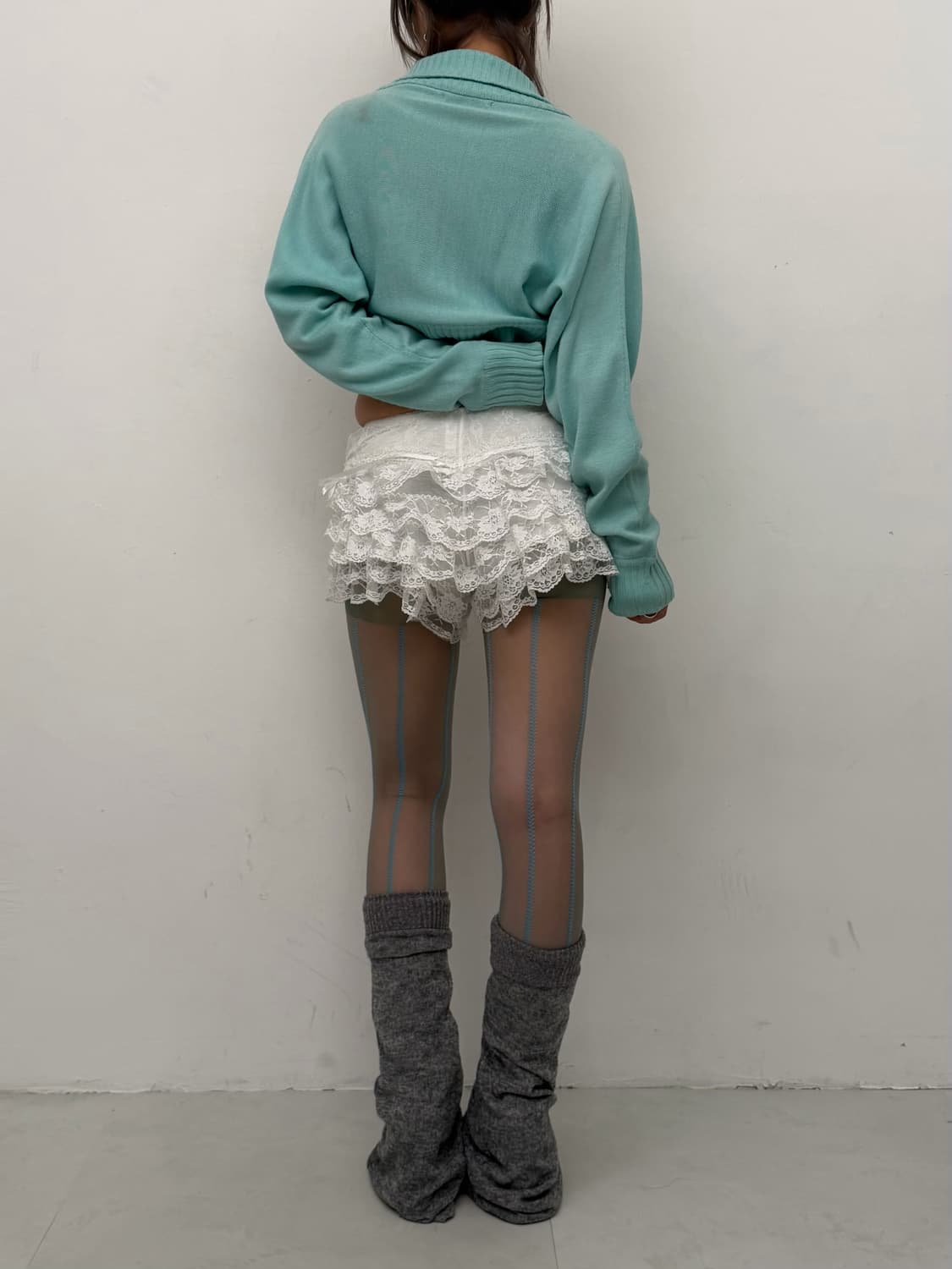 민트 울 크롭 볼레로 상품이미지2