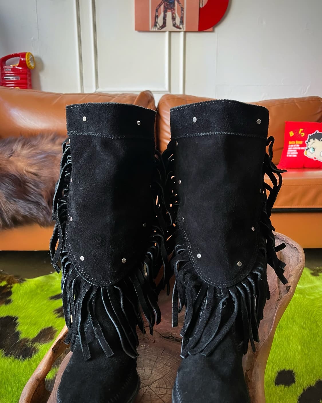 (US 6.5)Old MinneTonka Fringe Stud Boots 상품이미지4