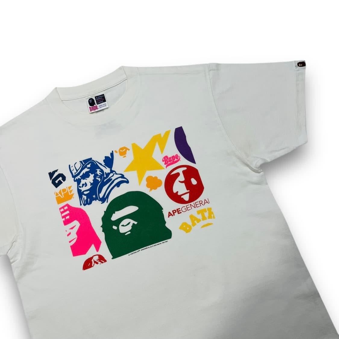 베이프 06s 아트 컬러 사루 화이트 빈티지 반팔 티셔츠 상품이미지2