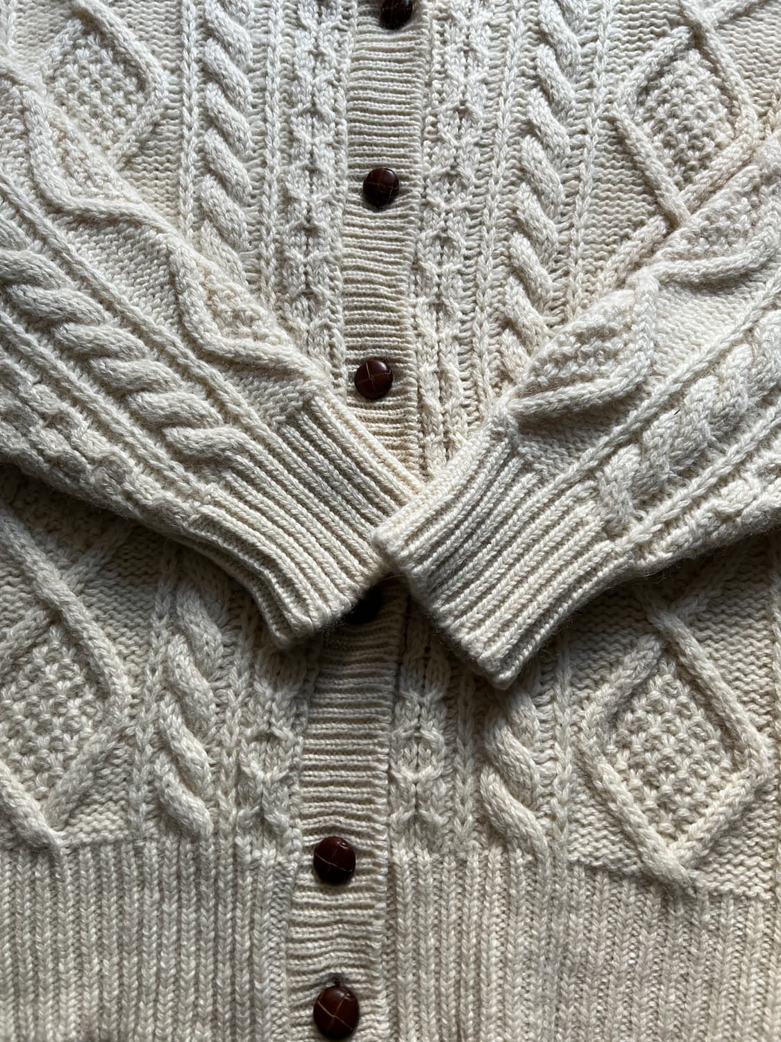 [M]90's 스코틀랜드 핸드메이드 아란 피셔맨 스웨터 가디건 상품이미지4