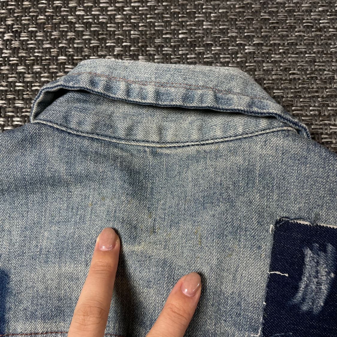 빈티지 연청 패치 디테일 데님 조끼 M 상품이미지5