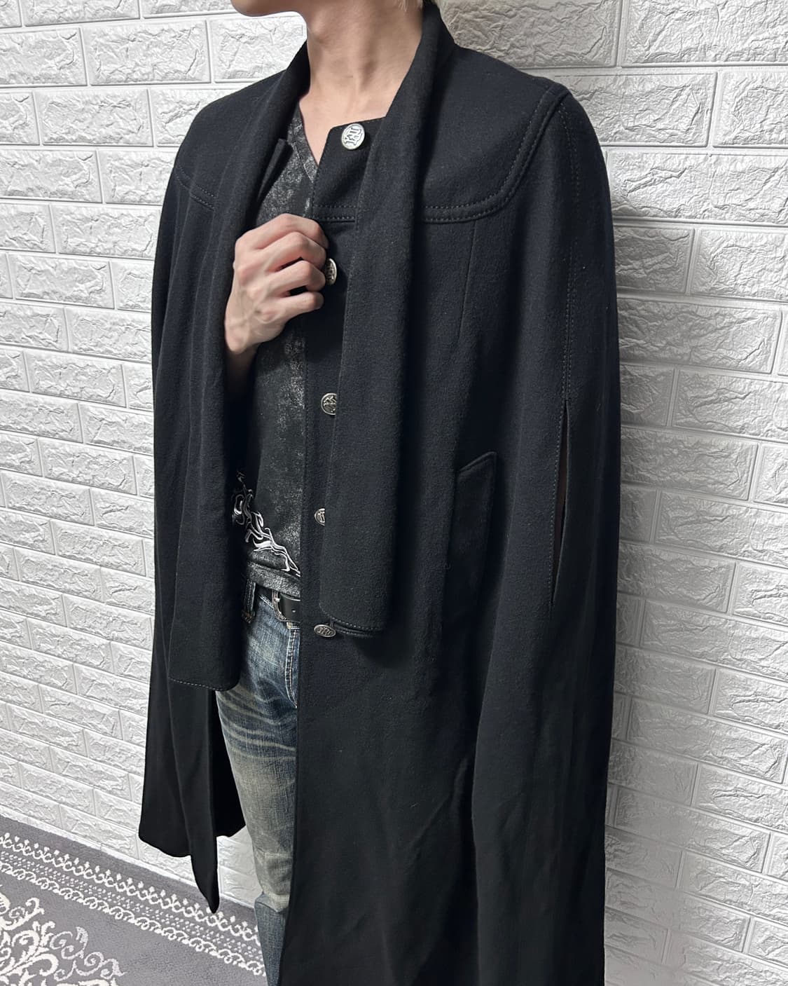 Basic Nobuo 울 블렌드 판초 코트 상품이미지1