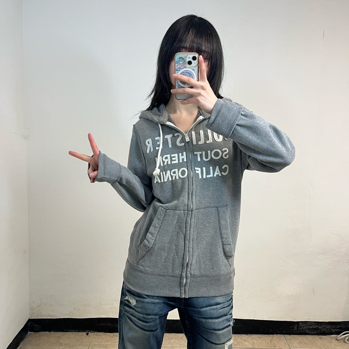 Hollister grey hoodie zip-up 상품이미지2
