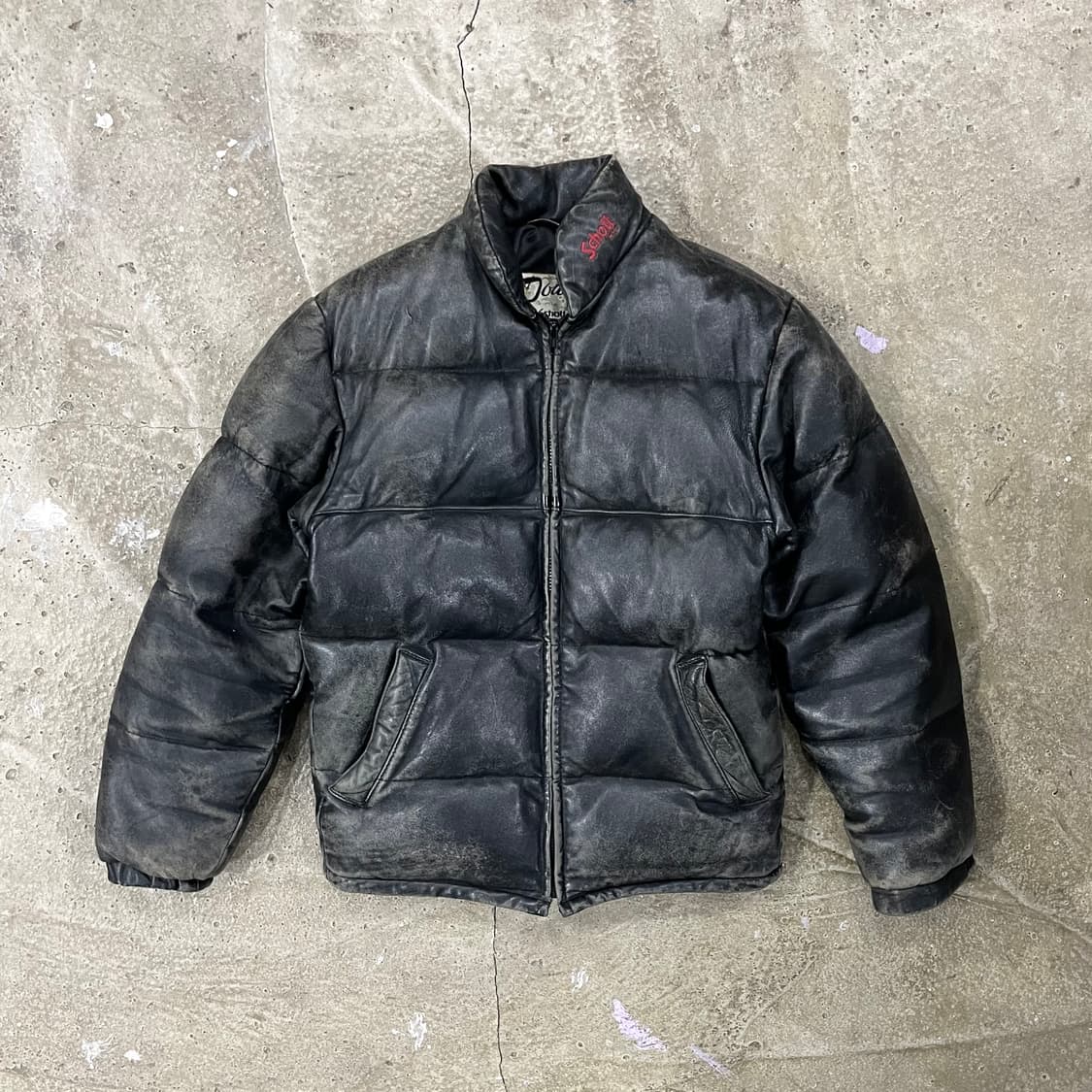 80's 쇼트 레더 푸퍼 자켓 36 (실측 M) 상품이미지1