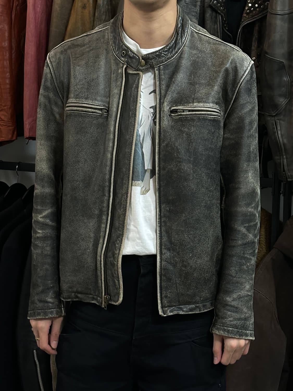 00's 빈티지 디스 레더 자켓 빈티지 레더자켓 라이더 자켓 카페레이서 상품이미지10