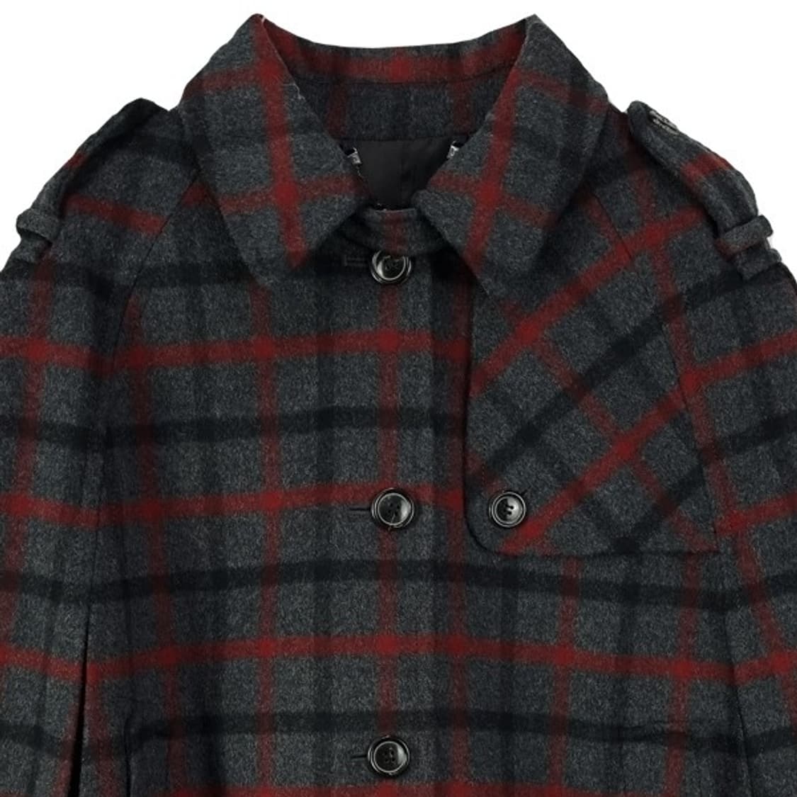 키이스 런던 모직 체크 케이프 코트 챠콜 M19792 상품이미지4