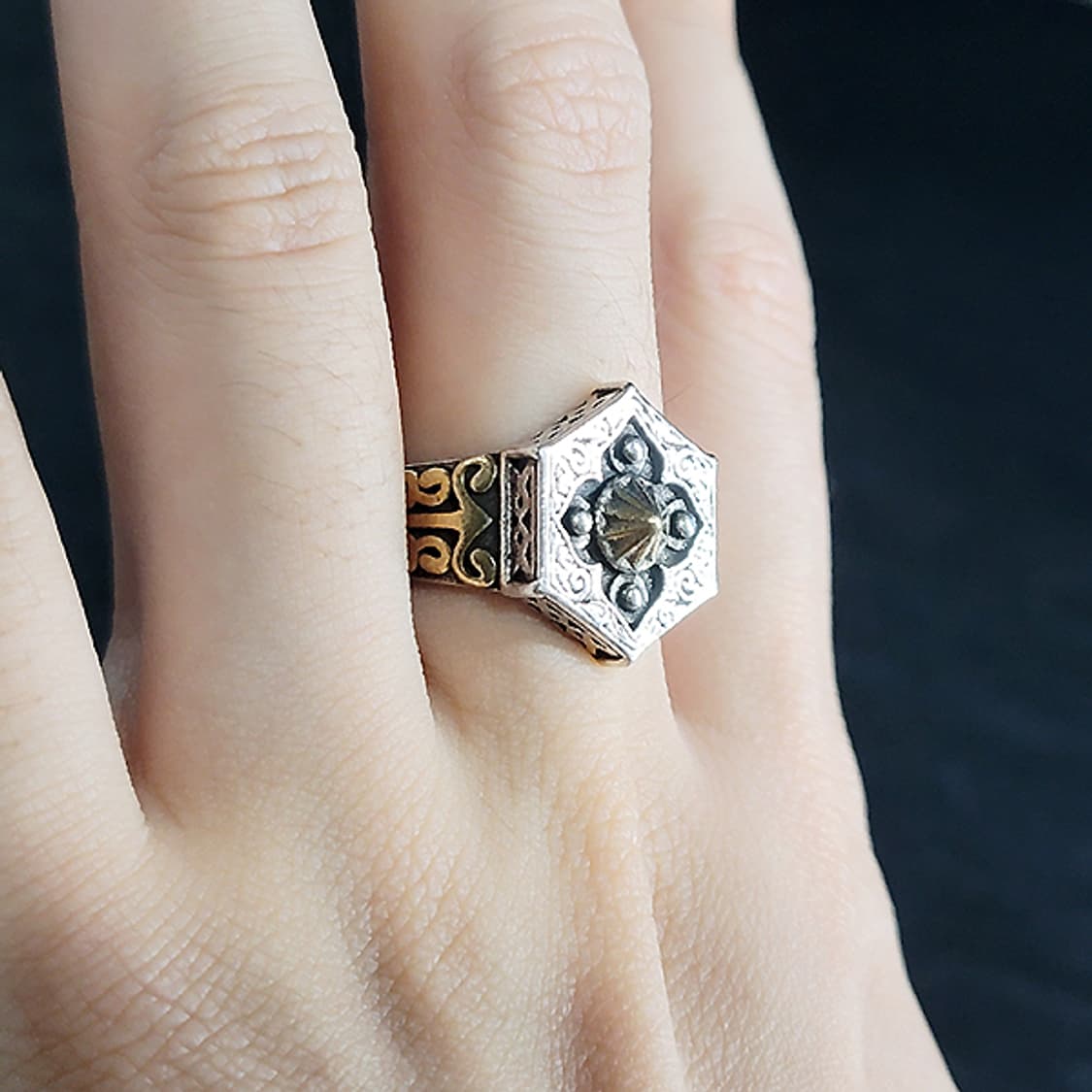 Arcanis 실버 남자 엔틱 빈티지 명품 태양 명예 수호 반지 상품이미지7