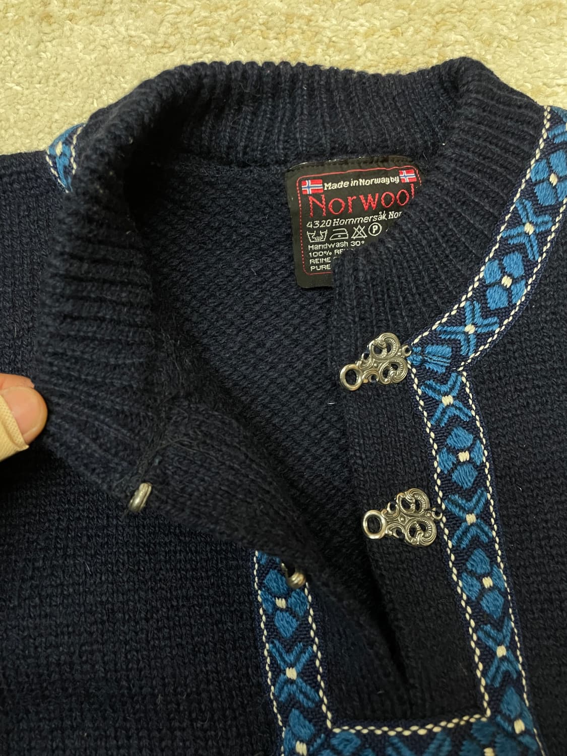 [S] 노르웨이 노르딕 울 메탈 후크 니트 100% Pure Wool 상품이미지5