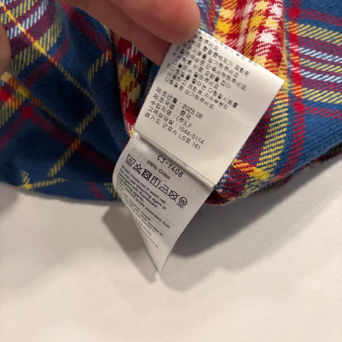 [M] 23s 챔피온 포켓 네이비 레드 체크 셔츠 D375 상품이미지8