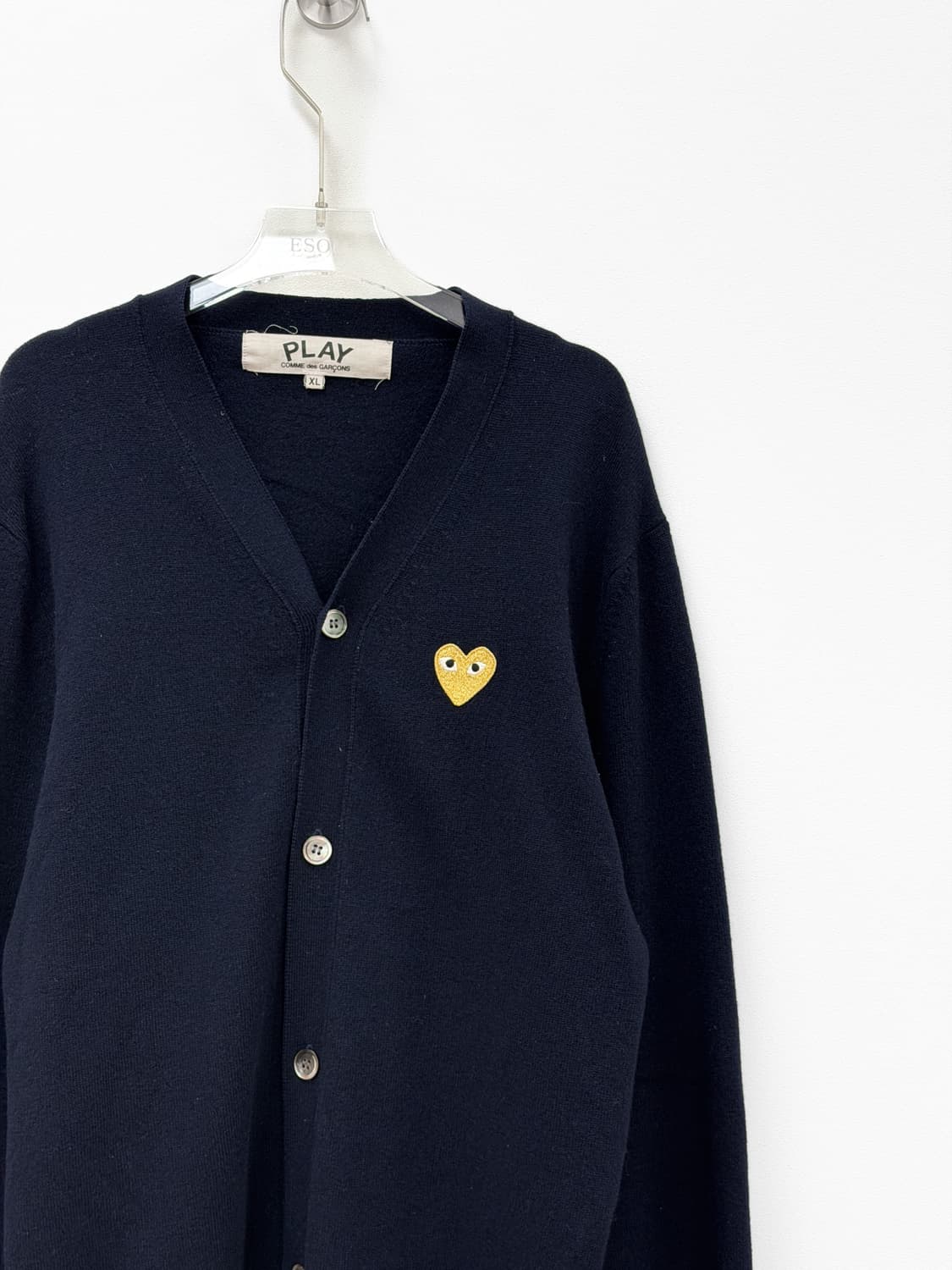 꼼데가르송 플레이 골드 하트 엘보우 패치 울 가디건 상품이미지3