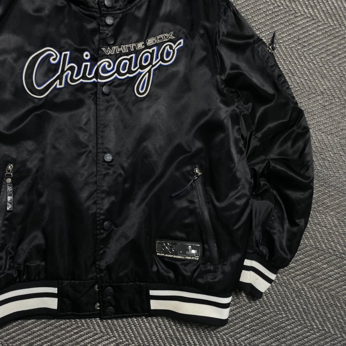 00s MLB 올드스쿨 화이트 삭스 빅로고 바시티 후디 자켓y 5219 상품이미지3