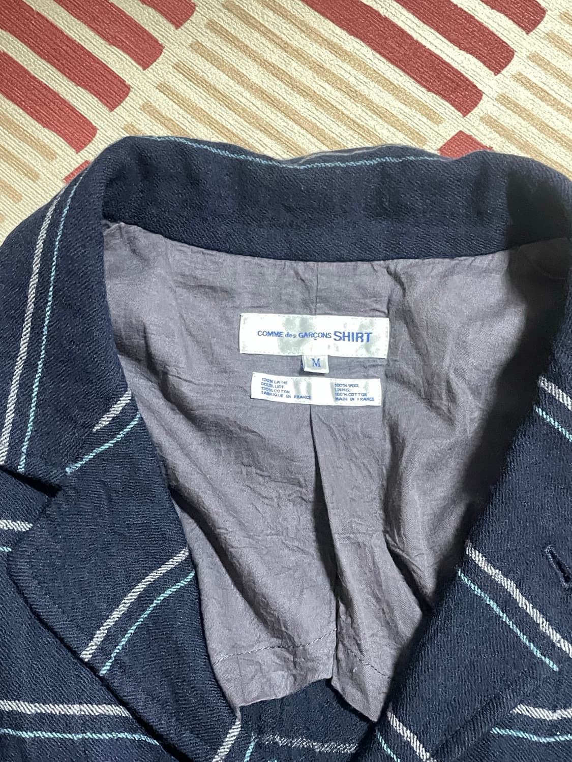 꼼데가르송 셔츠 축융 울 스트라이프 자켓 상품이미지2