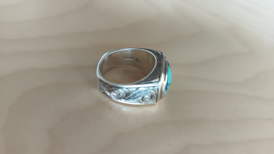 터키석 인디언 실버 반지 약 19호 상품이미지3