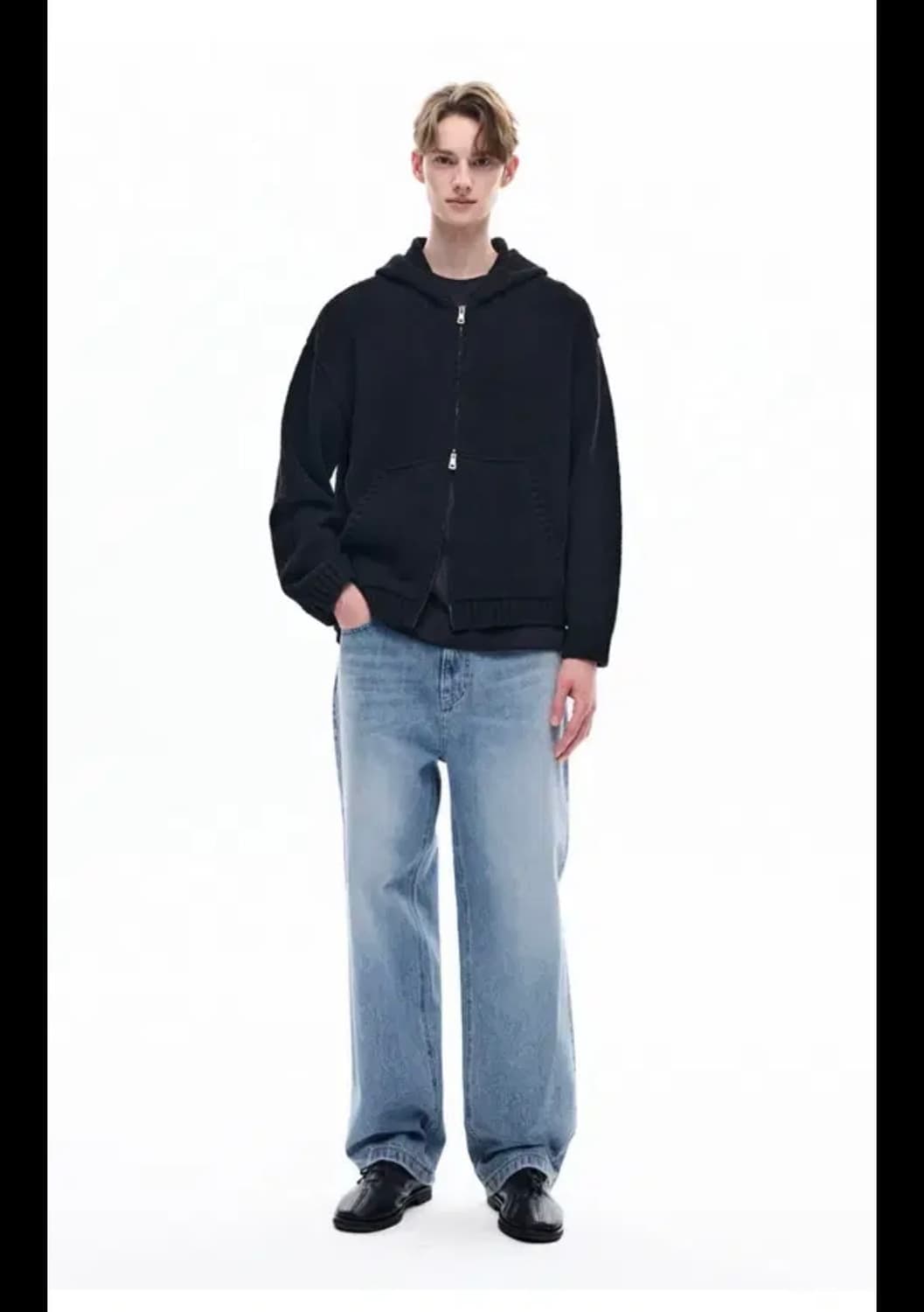 타임옴므 밴딩 와이드 데님 팬츠 상품이미지1