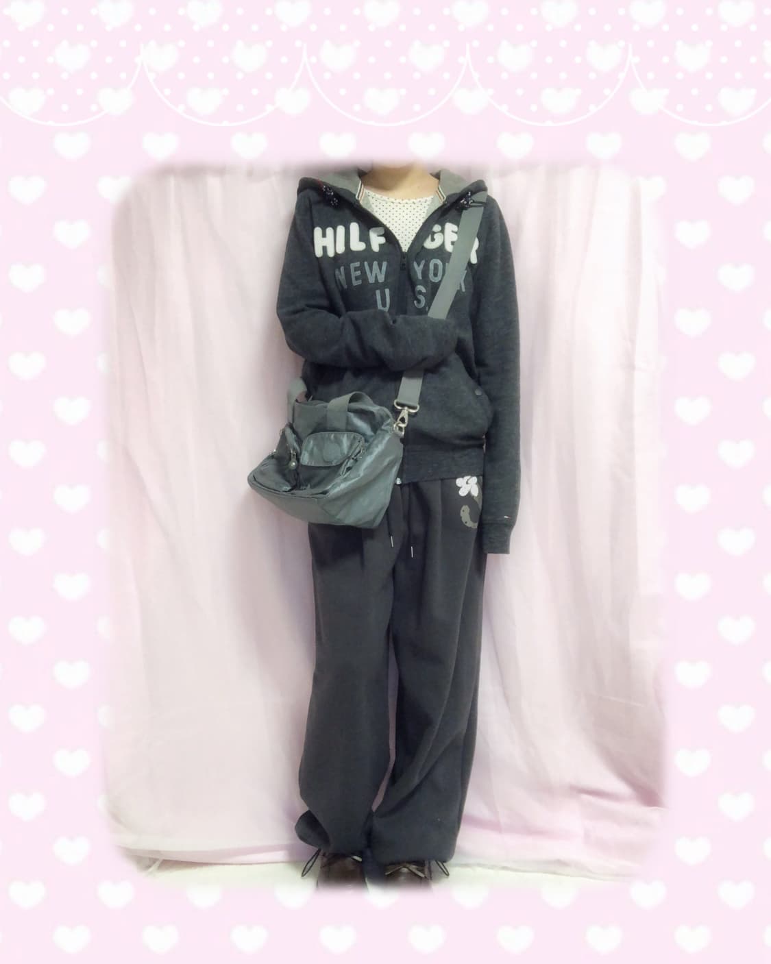 빈티지 타미힐피거 차콜 후드집업 상품이미지3