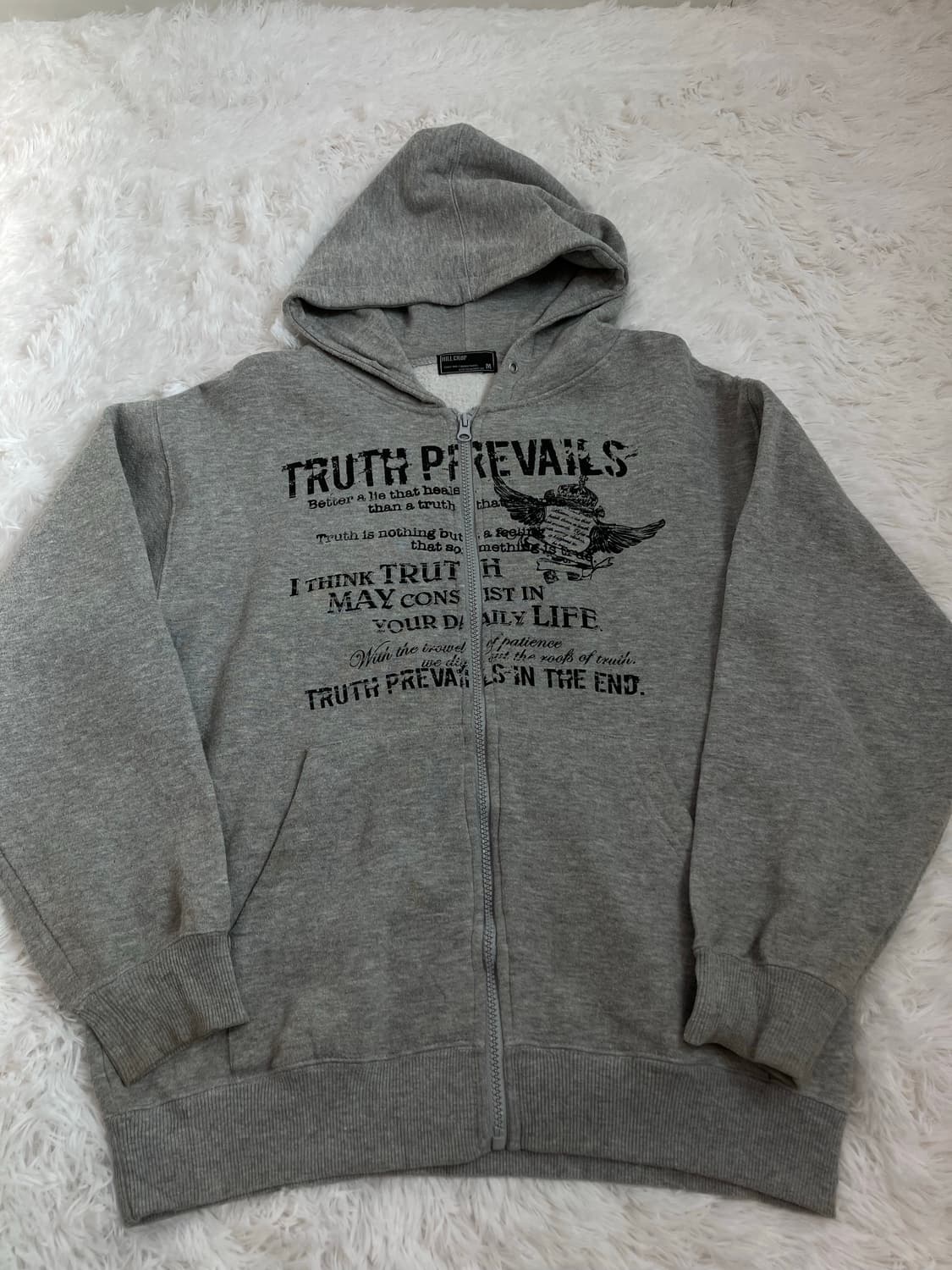 빈티지 펑키 프린팅 그레이 후드 집업 y2k 스트릿 갸루 펑키 일본빈티지 상품이미지1