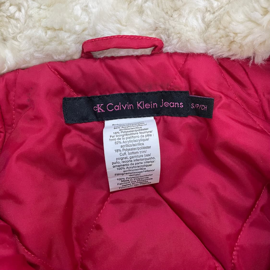 켈빈클라인 후디 퍼 숏 패딩 레드 상품이미지6