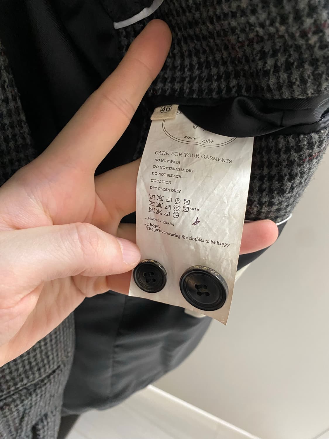 [판매] 비스포크 맞춤 체크수트 셋업(46, 100Size) 상품이미지3