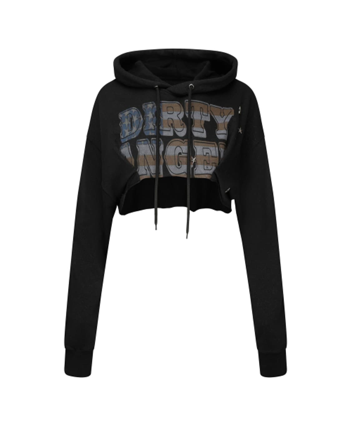 Glitter Flag Crop Hoodie Black M 상품이미지1