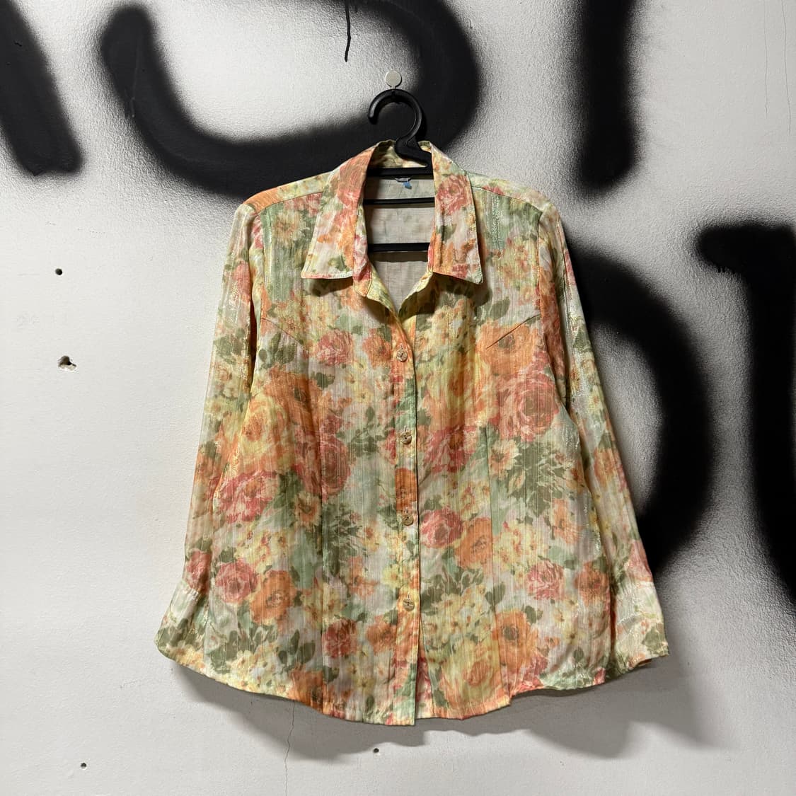 VTG 빈티지 뮤트톤 플로럴 패턴 블라우스 셔츠 상품이미지1