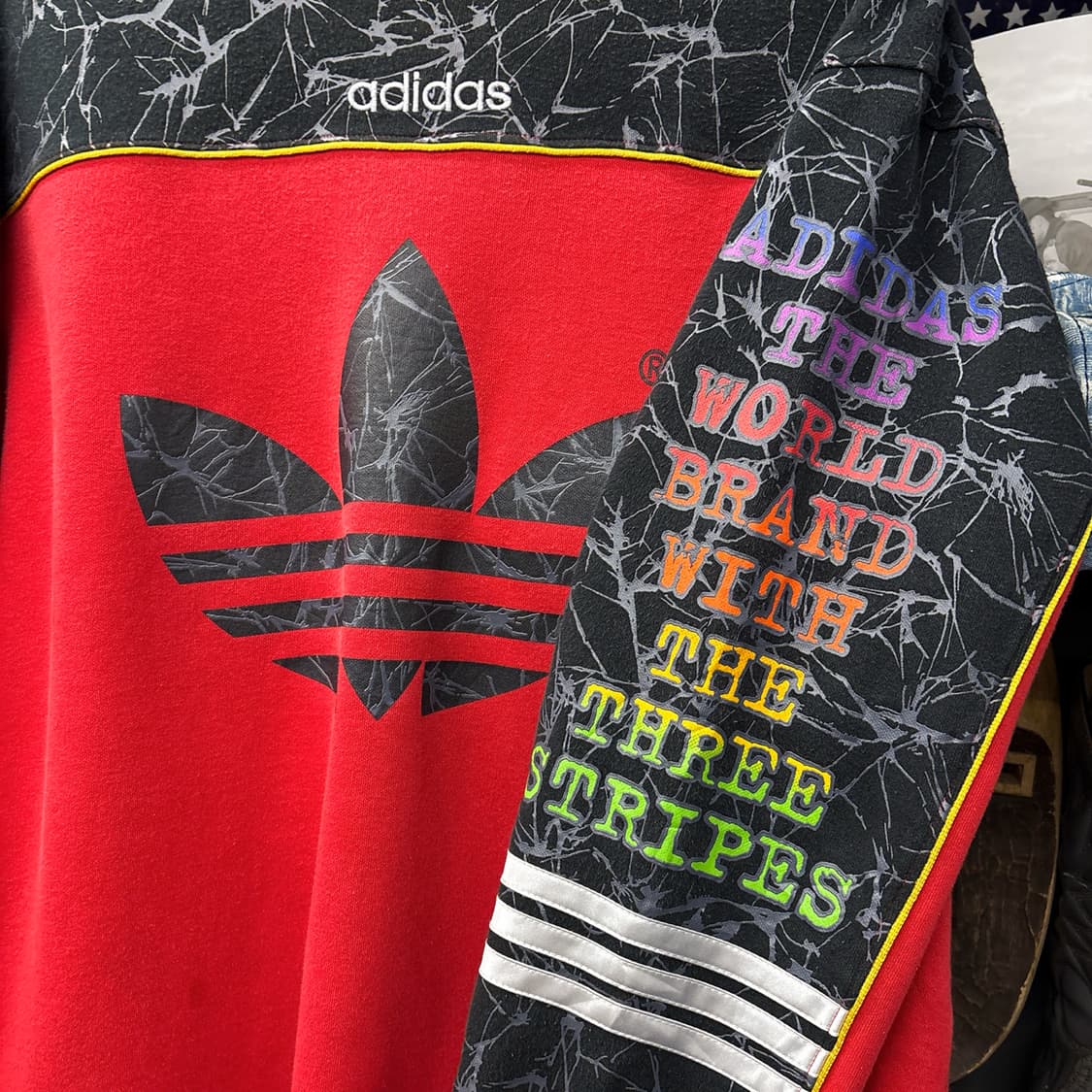 80s 아디다스 실버택 마블링 트레포일 그래픽 스웻셔츠 N1223 상품이미지6