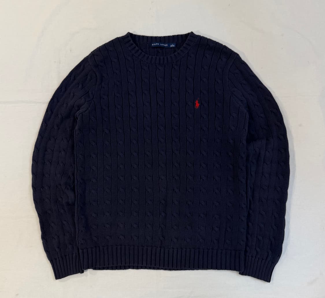 폴로 랄프로렌 꽈배기 케이블 니트 네이비 상품이미지1
