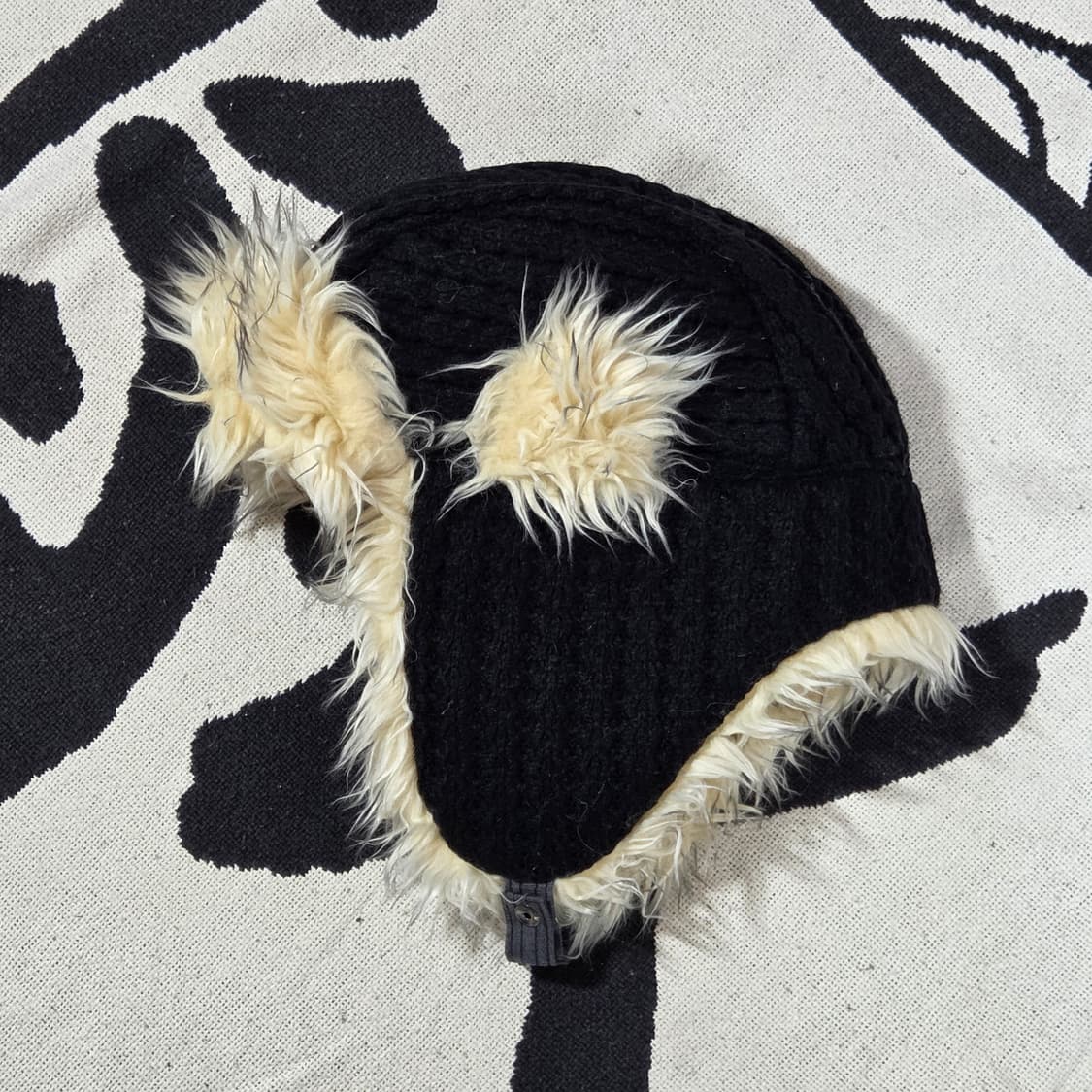 빈티지 블랙 니트 샤기 퍼 트루퍼햇 상품이미지1