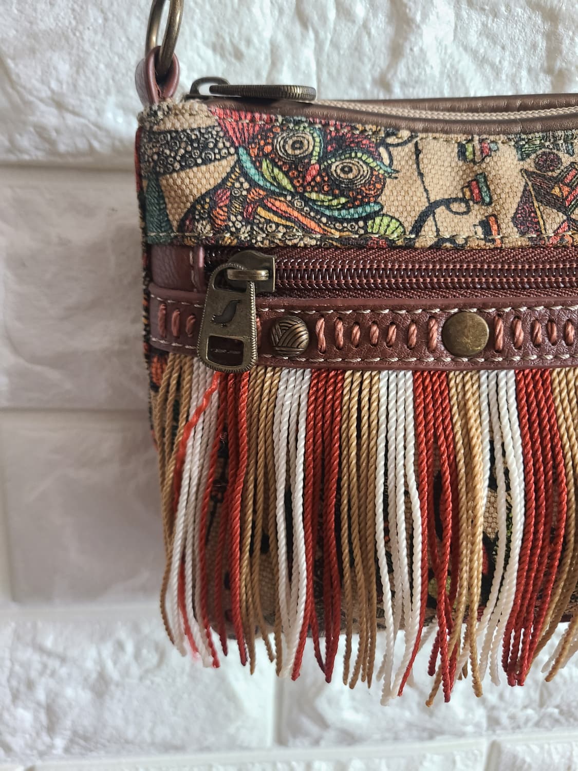 삭루츠 프린트 패턴 프린지 크로스백 상품이미지4